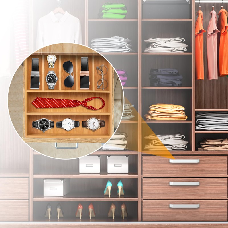 Bellsal Bamboo Silverware Drawer Organizer, Kitchen Utensil Drawer Organizers, 12"x15.7"