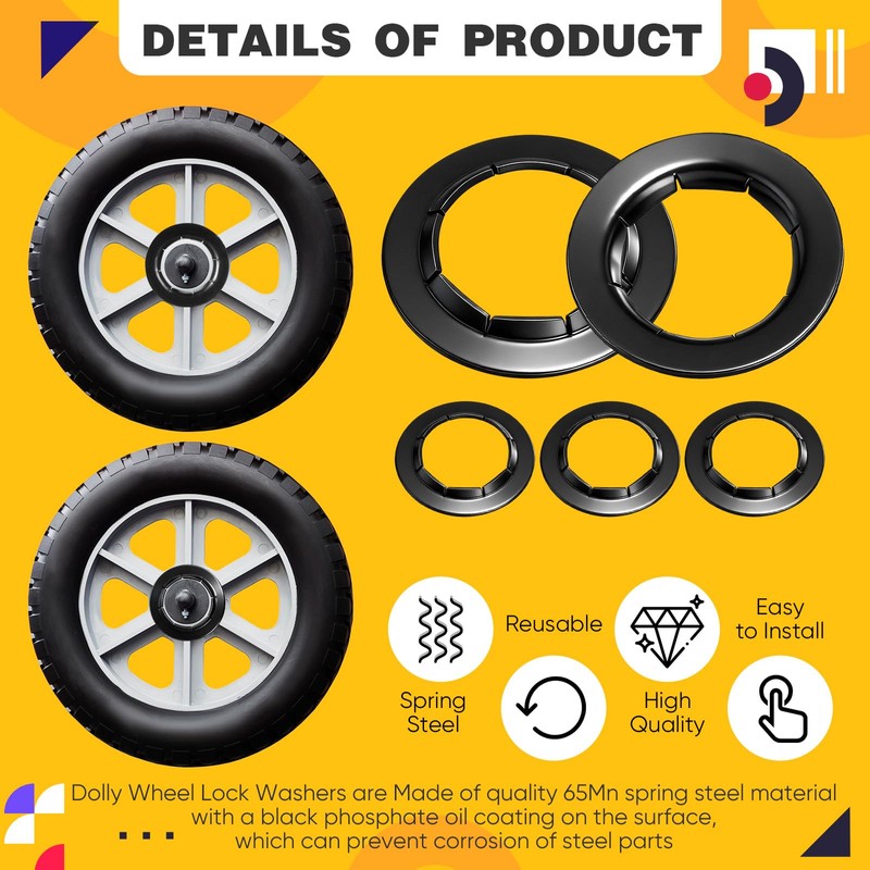 10 Pack Push on Dolly Wheel Lock Washers Fits 5/8