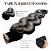 Body Wave Tape in Hair Extensions Human Hair, Natural Black