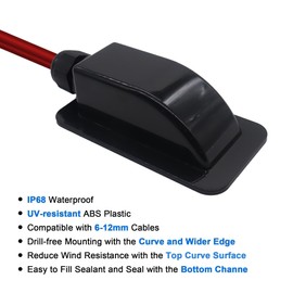 HISports Roof Feed-Through Motorhome IP68 Waterproof ABS Solar Single Cable Guide for Solar System Motorhome Caravan Boat Satellite System and Air Conditioning, 3-12 mm, Black