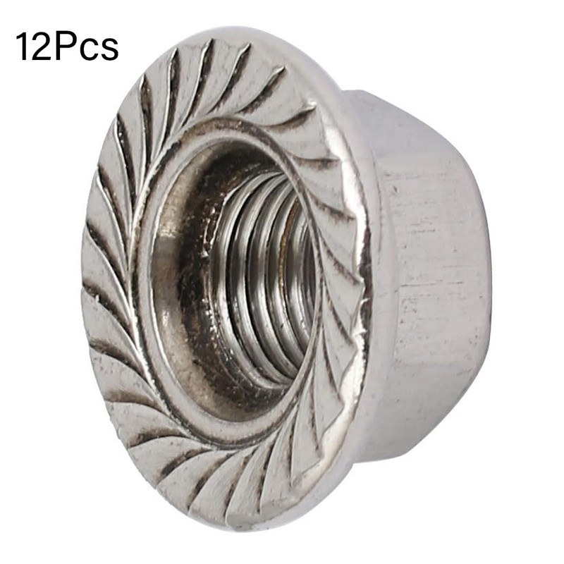 TOP-VIGOR 12Pcs M10 x 1.25mm Fine Thread Flange Nuts, 304