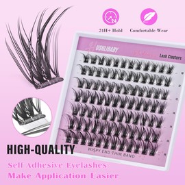 Self Adhesive Lash Clusters Self Adhesive Eyelashes Clusters Wispy Reusable Press on Lashes Pre-Glue Lashes Extensions Natural Look No Glue Needed 10-16MM 84pcs Individual Lashes C Curl With Tweezers