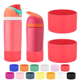 Mity rain 2PCS Protective Boot Compatible with Owala Kids Water Bottle 16 oz &14 oz, Silicone Boot Accessories for Owala Kids FreeSip 16oz & Flip 14oz (Raspberry)