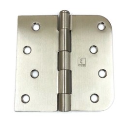 Hager Brass Door Hinge 1543 4 x 4 US15 Satin Nickel, 1 Leaf Square Corners, 1 Leaf 5/8" Radius Corners, Full Mortise, Residential - 2 per Box