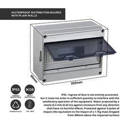 DOJA Industrial Surface-Mounted Distribution Box Wet Room 162 x 202 x 98 cm Distribution Box Fuse Box Surface-Mounted Junction Box Waterproof Housing as Cable Connector Box Waterproof Cable Box