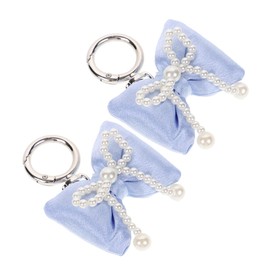 Baluue 2pcs Elegant Bow Keychains with Faux Pearl Charm Stylish Bag Pendant for Women Versatile Keyring Accessory Chic present for Car Keys and Handbags Timeless Luxury Design
