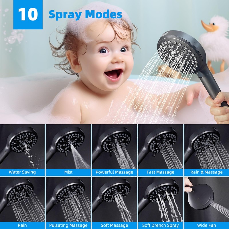 Hibbent 5-spray 13'' Shower Head, High Pressure Rainfall Shower Head,