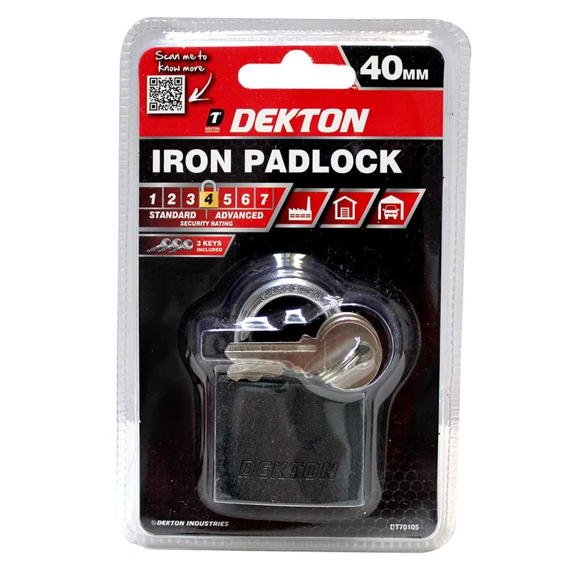 Dekton 40MM Iron Padlock | Heavy-Duty Iron Construction with Tough