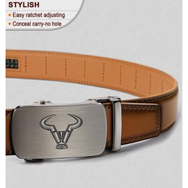 BULLIANT Men's Belt,Brand Ratchet Belt Of Genuine Leather For Gift Men Dress,Size Customized(Black/Tawny,32"-38" Waist Adjustable)