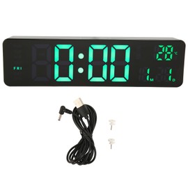 Digital Alarm Clock 10in 12/24H Temperature Display Battery Powered Quiet Green Backlit LED Clock for Bedroom Office