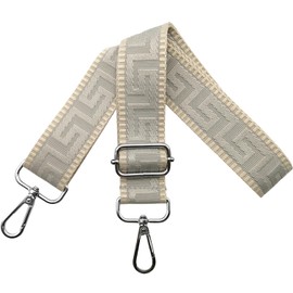 Shoulder Strap for Bag Straps for Changing, Adjustable Bag Strap Wide 3.8 cm with Silver Carabiner - Bag Strap Shoulder Strap Carry Strap for Handbags Women, Khaki/Light Grey, K36