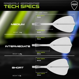 WINMAU Freccette Fusion Sistema integrato di volo e albero - Forma e design della freccia - Colore chiaro, lunghezza corta