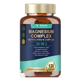 Complejo De Magnesio 25 En 1 Con 120 Caps Totaria Hecho Usa