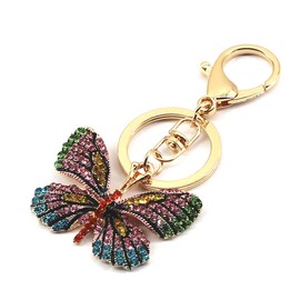 Medifier Keychain Rhinestone Butterfly Charms Cute Animal Key Ring for Women Teen Girls Bling Crystal Pendant Keyring Key Chain for Purse Bag Car Creative Gift Yellow