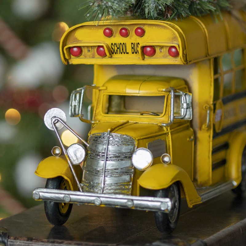 Zaer Ltd. Vintage Style Old Model 12" Long School Bus