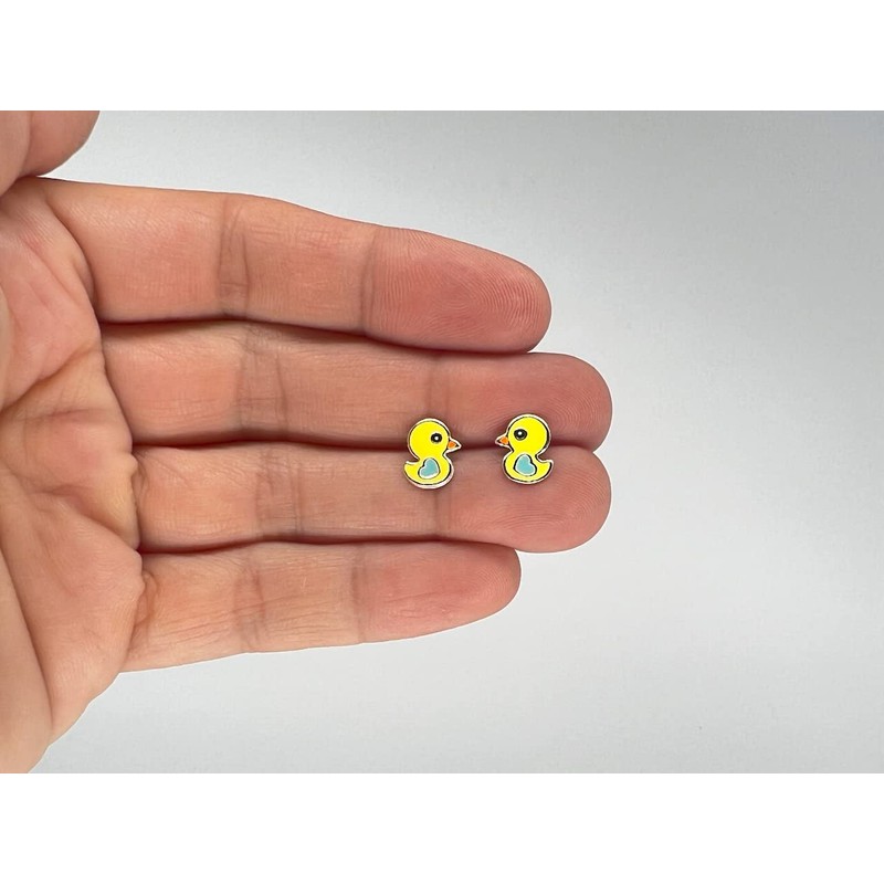 Yellow Duck Earrings - 925 Sterling Silver