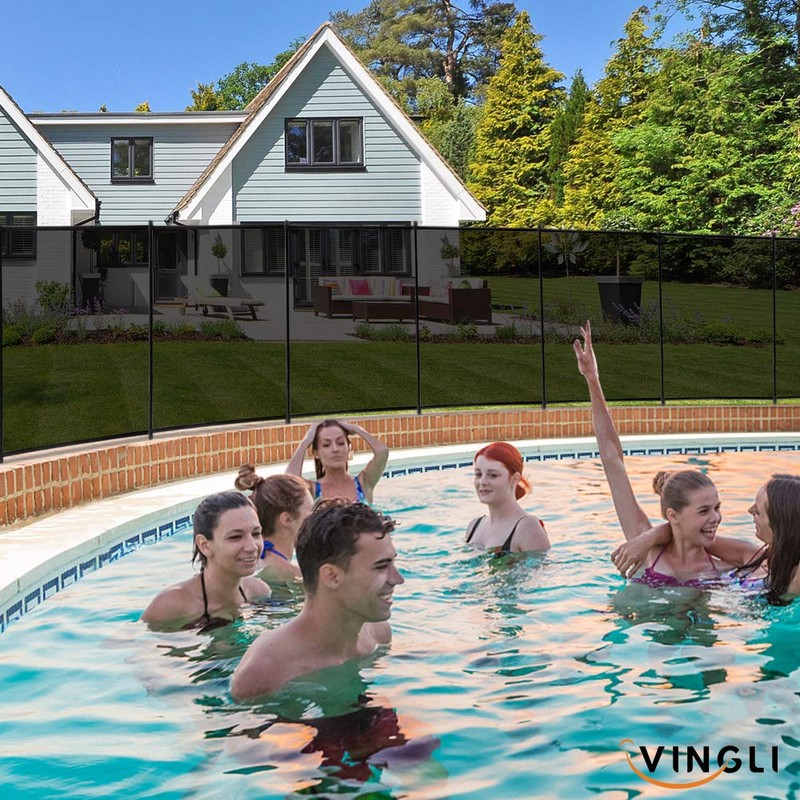 VINGLI 4Ft x 12Ft Black Pool Fence Swimming Pool Fence