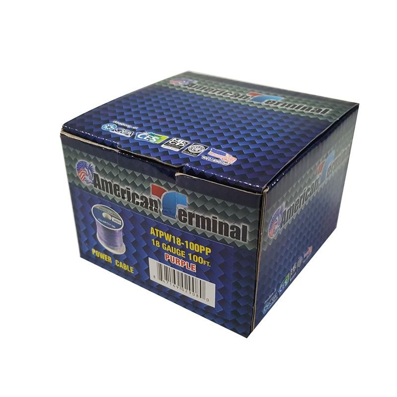 American Terminal ATPW18-100PP 18 Gauge Primary Wire, Purple