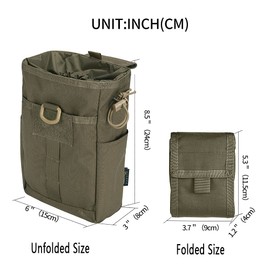 EXCELLENT ELITE SPANKER Molle Dump Pouch Drawstring Magazine Utility Pouch Folding Dump Pouch Waist Bag(Ranger Green)