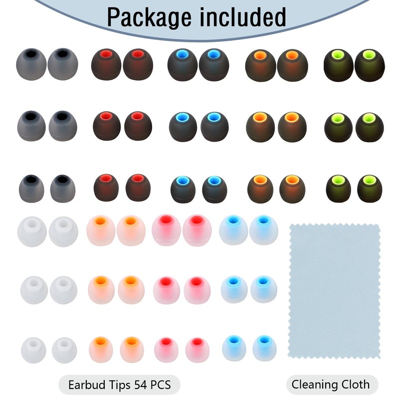 MMYQXI MMYQXI 54 PCS Earbud Replacement Tips Silicone Earbud Tips
