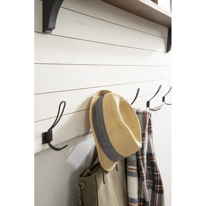 Kate and Laurel Jeran Wood Wall Shelf with 5 Hooks,