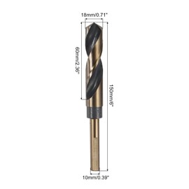 uxcell 3pcs Reduced Shank Twist Drill Bits 18mm Black Nitride & Gold Titanium Coated High Speed Steel 4341 with 10mm Shank for Stainless Steel Alloy Metal Plastic Wood
