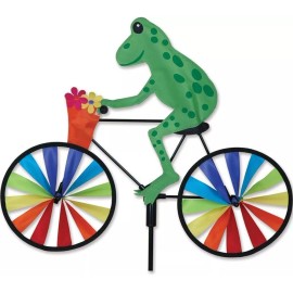 Premier Kites 20" TREE FROG on a Bike Spinner,  Whirligig, Yard Stake, Garden Decor