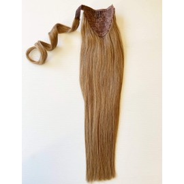 TressMatch 18"-20" Ponytail Wrap-on Clip in Remy Human Hair Extensions Chestnut/Medium Brown (Color 6)
