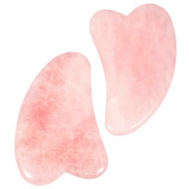KYEYGWO Natürlicher Stein Gua Sha Werkzeug, Rosenquarz Herzform Scraping Guasha Board, Reiki Heilung Kristall Massagesteine Kratz-Massage Tool Gesichtsstein für Gesicht-SPA, Anti-Aging