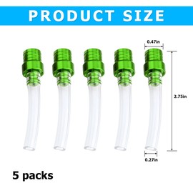 5PCS Motorcycle Gas Fuel Tank Cap Vent, Breathing Tube Hose Two-Way Fuel-Saving Vent Breather Cap, CNC Aluminum PVC Vent Hose Tube for All Dirt Bike Off-Road Motorcycles ATVs (Green)