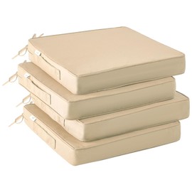 IPYNBAP Outdoor Chair Cushions Set of 4, Waterproof Outdoor Seat Cushions for Patio Furniture, Patio Chair Cushions with Handle and Ties, Square Outdoor Chair Pads,18.5" x 16" x 3", Beige