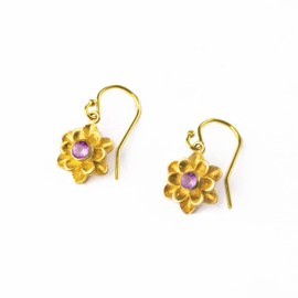 Floral Earrings, Bezel Set Flower Earrings, Double Drop Earrings, Dangle earrings, Mother's Day Gift, Birthstone Earrings for Her [Bloom]