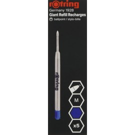 Rottling S0195360 Ballpoint Pen Refill, Medium Point, Medium, Blue, Rapid Pro / Ticky Only, Set of 5