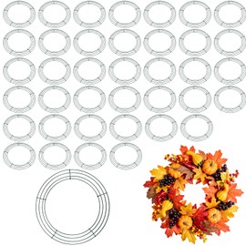 SOUJAP 40 PCS Metal Wreath Frame Ring, 12 Inch Round Wire Floral Wreath Form for Party, DIY Crafts, Holiday Decoration, Green