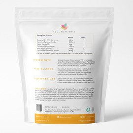 Turmeric (95% Curcumin) 2500mg Ginger & Black Pepper Supplement 500 Tablets