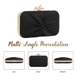 Jywmsc Women Satin Bow Clutch Purses Formal Evening Handbags for Wedding Prom Party Club, black, 风格