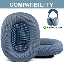 SOPROM Ear Pads Replacement for Airpods Max Over-Ear Headphones, Earpads Cushions with Durable Mesh Fabric, Softer Foam - Sky Blue