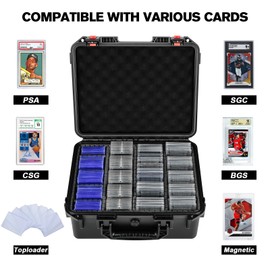 LOTOCASE Card Storage Box for Graded Sports Cards - Extra Large Baseball Card Storage Box with 16 Dividers for PSA BGS SGC | Waterproof Trading Card Storage Case Fits Slab, Top Loader, Magnetic