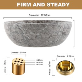 Cahzfie Luxury Morocco Natural Marble Incense Sticks, 2-in-1 Incense Holder, Incense Burner Ash Catcher, Stick Incense Burner for Home Decoration, Yoga, Meditation (Gris Lido)