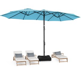 HOMSHADE 13ft Patio Umbrella with Base Included, Rectangle Oversized Double Sided Pool Umbrellas, Large Table Umbrella Outdoor for Market, Deck, Garden (Light Blue)
