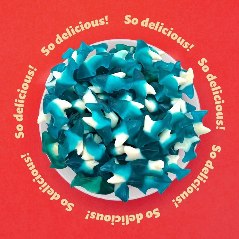 iLike! Blue Baby Sharks Gummy Candy in Blue Raspberry Flavor,