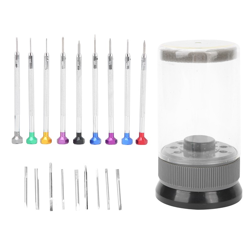 9pcs Screwdriver Set Flathead CrossHead Screwdrivers Kit with Rotating Base