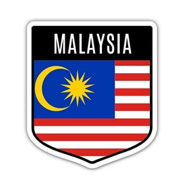 Squiddy Malaysia Flag Shield - Vinyl Sticker Decal for Phone, Laptop, Water Bottle (3" high)