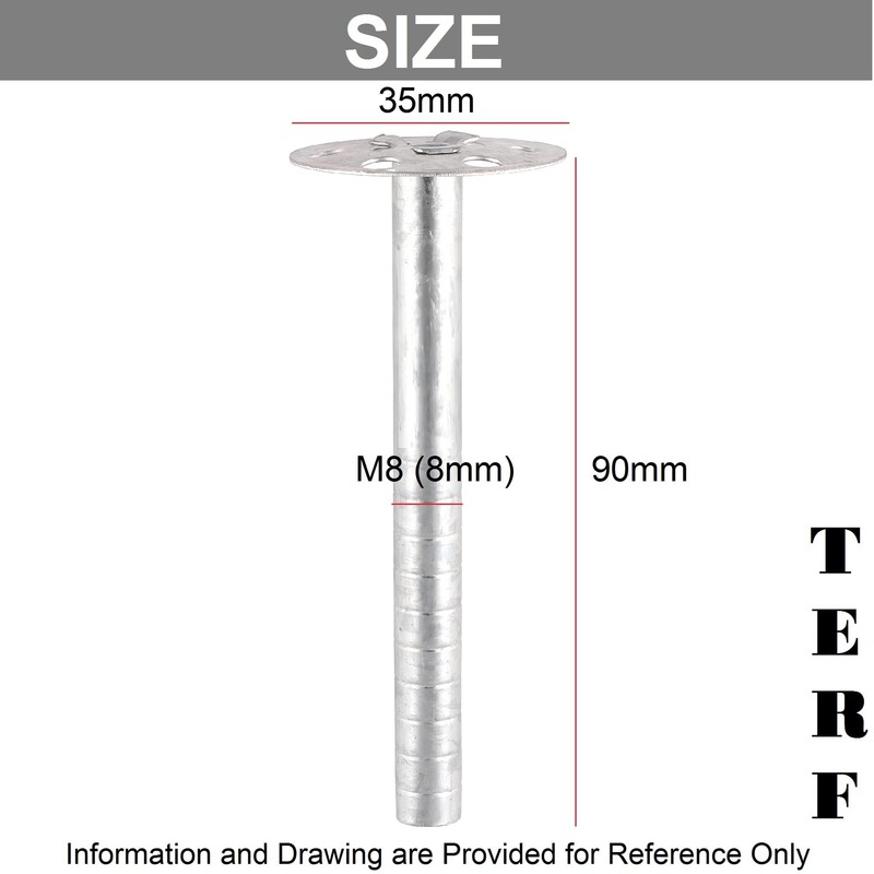 TERF® M8 X 90mm Metal Insulation Fixing Anchor M8 (8mm)
