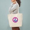 CafePress Tie Dyed Peace Sign Tote Bag Reusable Natural Beige