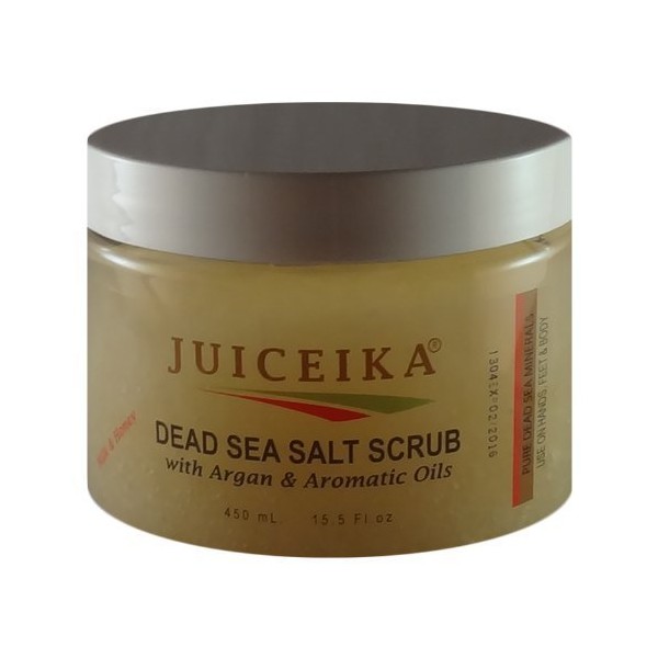 Dead Sea Salt Scrub with Argan & Aromatic Oils- Milk & Honey (15.5 fl.oz.-450ml) by Juiceika