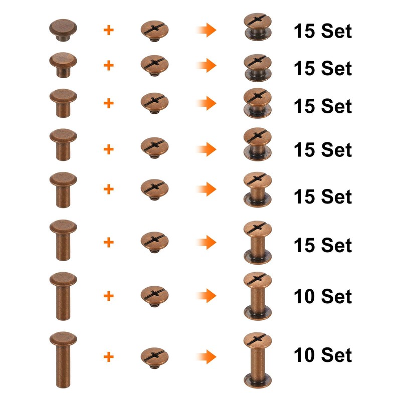 sourcing map 110 Sets Chicago Screw Rivets Metal Phillips Head
