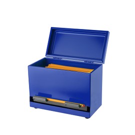 2Fold Pencil Dispenser for Classroom - Stainless Steel Bulk Pencil Holder for Desk - Includes Removable Label Stickers - Teacher Must Haves for Organization - Holds up to 200 Pencils (Blue)