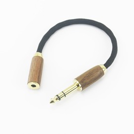 NewFantasia 6.35mm 1/4" Male to 4.4mm Balanced Female Headphone Audio Adapter Cable OD 5mm 6N OCC Copper Single Crystal Silver Plated Wire Walnut Wood Shell 6.35mm Male to 4.4mm Female