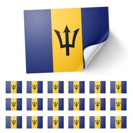 20 X Barbados National Flag Stickers - Rectangle Event Laptop Travel Party 8.5xm x 5.5cm